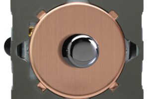 Sorolható szimpla VPRO forgatógombos fényerőszabályzó kapcsoló modul - szálcsiszolt vörösréz