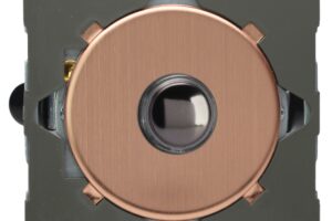 Sorolható szimpla egyutas csengő nyomógomb modul - szálcsiszolt vörösréz