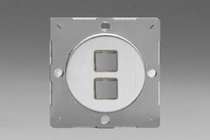 Sorolható dupla adatátviteli aljzat keret - szálcsiszolt acél