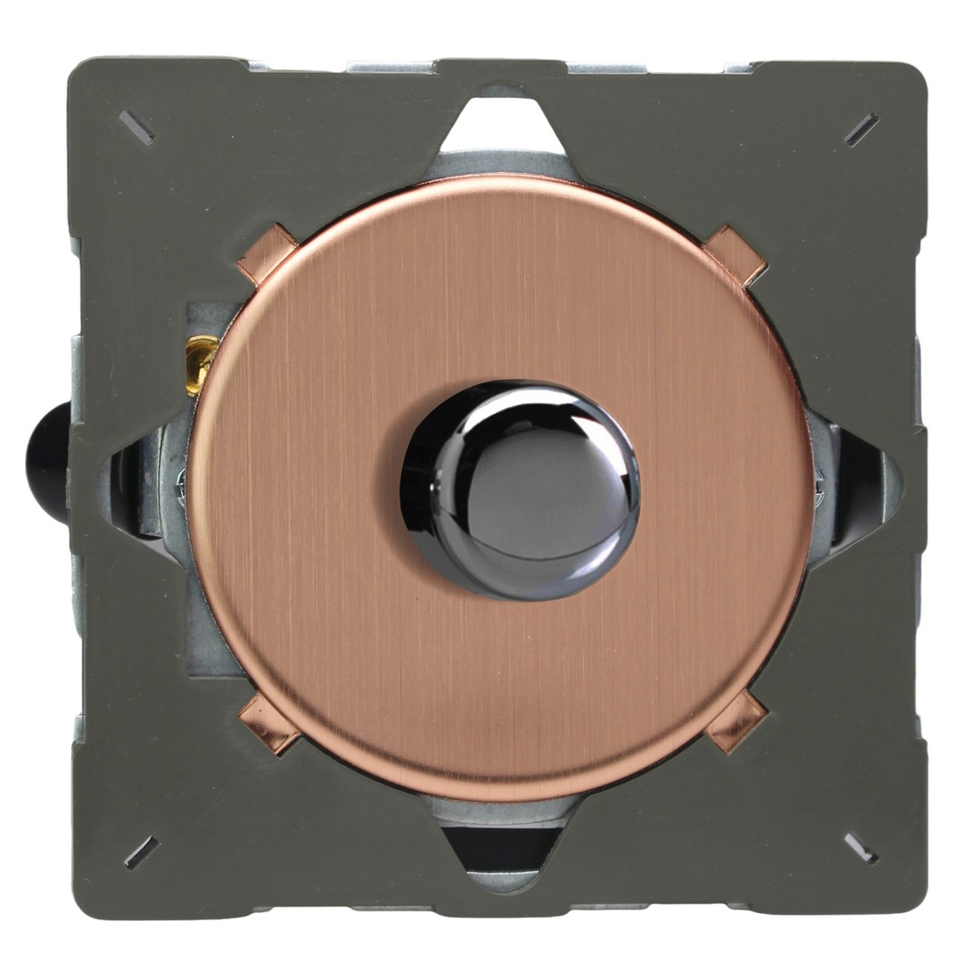 Sorolható szimpla VPRO forgatógombos fényerőszabályzó kapcsoló modul - szálcsiszolt vörösréz - Image 2