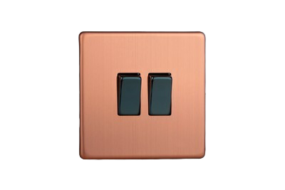 Dupla váltó/egysarkú billenőkapcsoló - szálcsiszolt vörösréz - Image 2