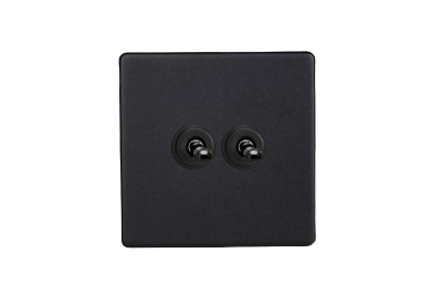 Dupla váltó/egysarkú karos kapcsoló - matt fekete - Image 2