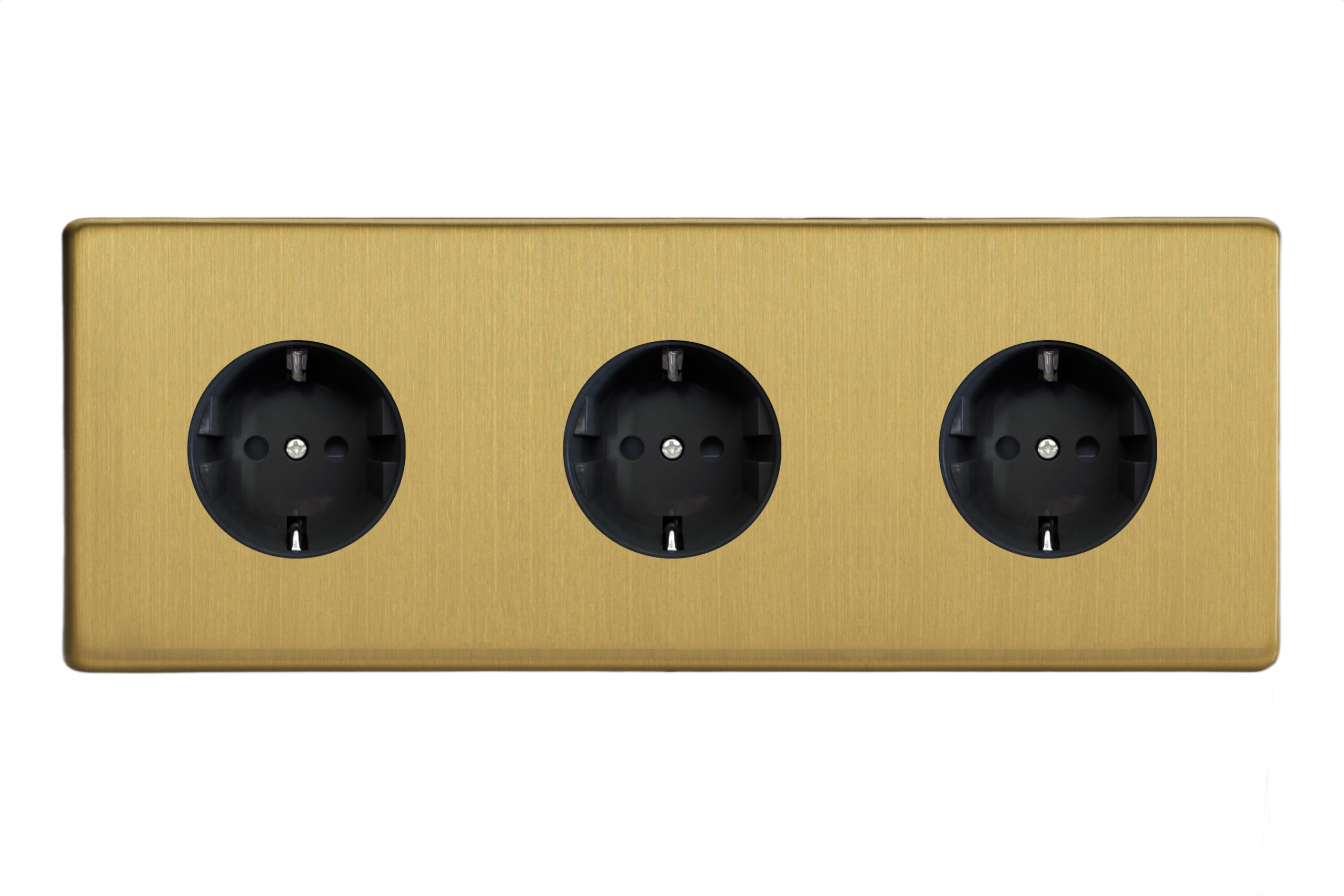 Tripla süllyesztett Schuko dugaszoló aljzat - szálcsiszolt réz - Image 2
