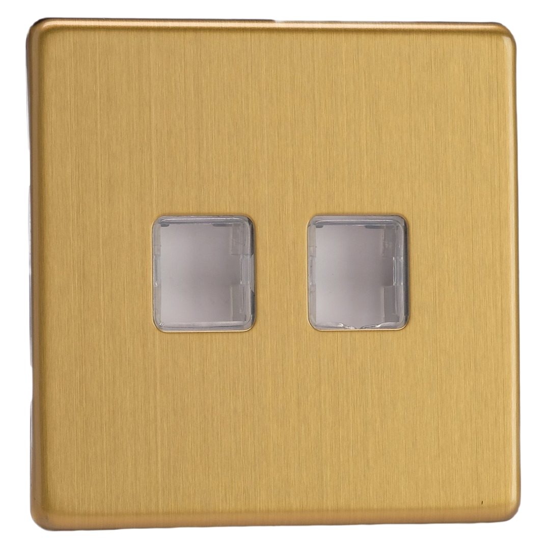 Dupla adatátviteli aljzat keret - fényes réz - Image 2