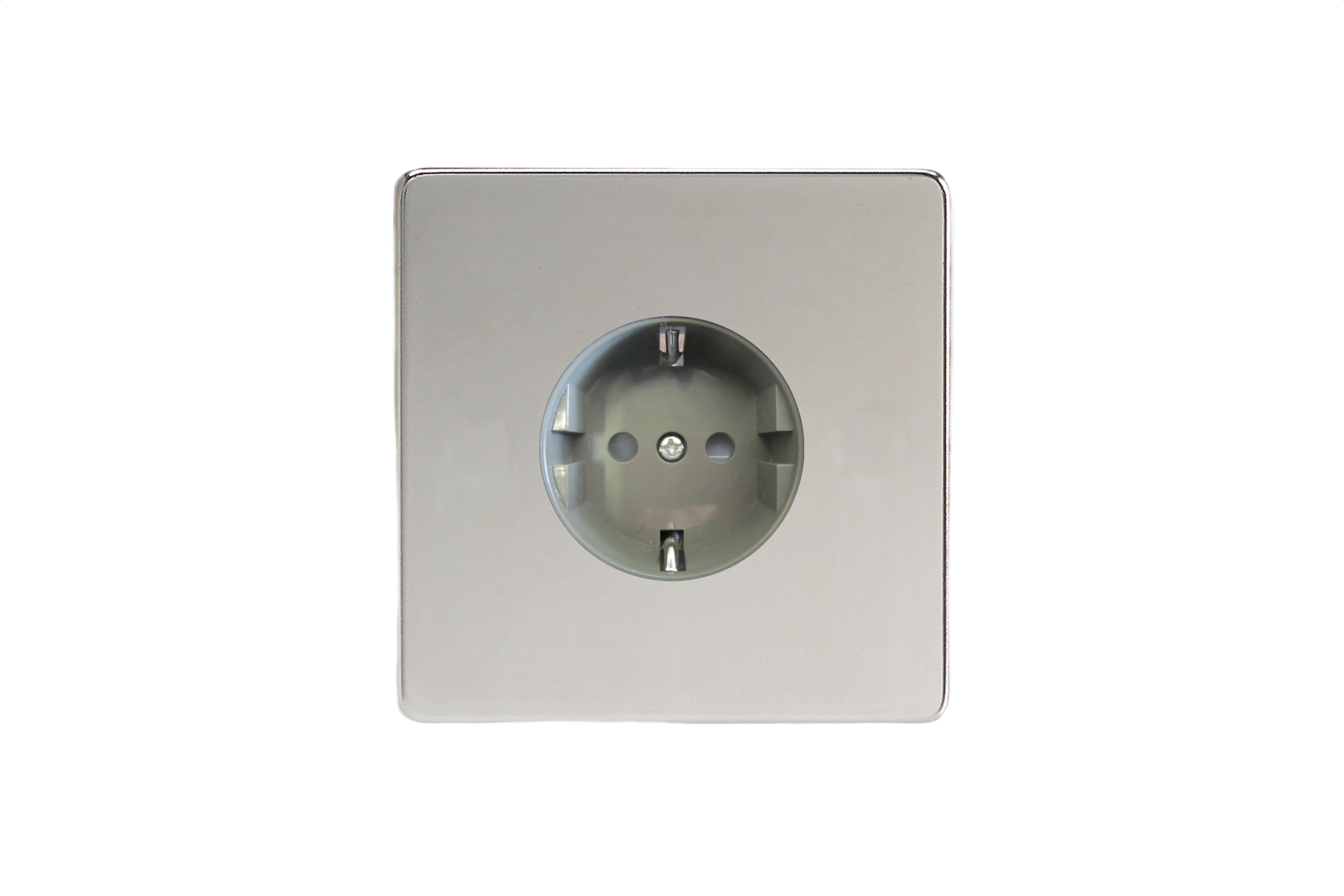 Szimpla süllyesztett Schuko dugaszoló aljzat - fényes króm - Image 2