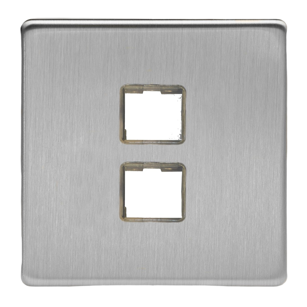 Sorolható dupla adatátviteli aljzat keret - szálcsiszolt acél - Image 2