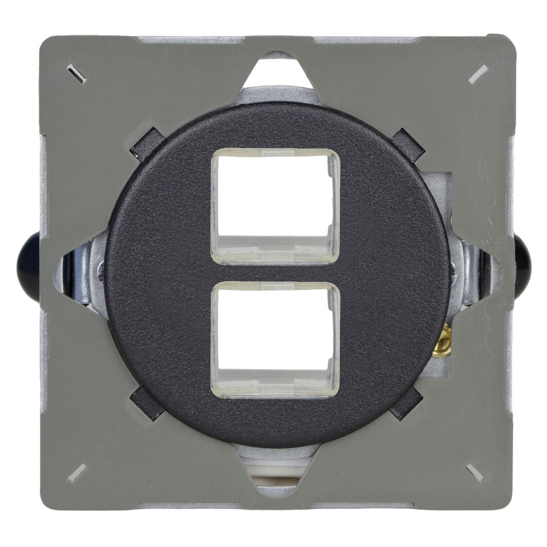 Dupla szimpla adatátviteli aljzat keret - matt fekete - Image 2