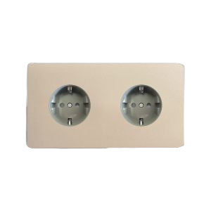 Dupla süllyesztett Schuko dugaszoló aljzat - szatén króm - Image 2