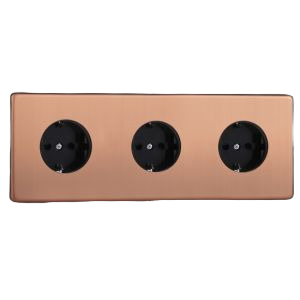 Tripla süllyesztett Schuko dugaszoló aljzat - szálcsiszolt vörösréz - Image 2