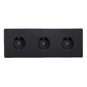Tripla süllyesztett Schuko dugaszoló aljzat - matt fekete - Image 2