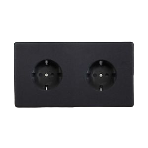 Dupla süllyesztett Schuko dugaszoló aljzat - matt fekete - Image 2